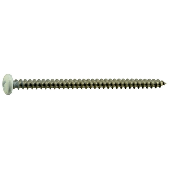 #10 x 3" White Painted 18-8 Stainless Steel Phillips Pan Head Sheet Metal Screws SMSPSS-685