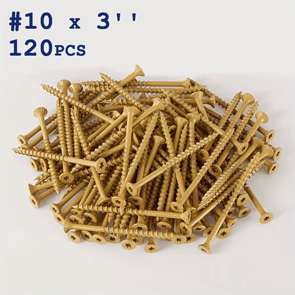 #10 x 3" Wood Screws, 120PCS Carbon Steel Star Drive Self-Tapping Screws
