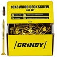 thumbnail image 1 of #10 x 3" Wood Screws by Grindy (400pack/6.6LBS) – DIY Deck Screws for Cabinet, Furniture & Other Projects – 1500H Golden Ruspert Treatment – for Indoor & Outdoor Use, 1 of 5
