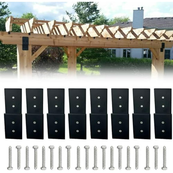 10" x 3" Z-Shape Heavy Duty Steel Brackets for Wood Post to Beam Support, Double Angle Channel Profile Corner Brace for Wood Shelves Fixing Lumber Connector Pergola Brackets - 8Pack$$Hardware
