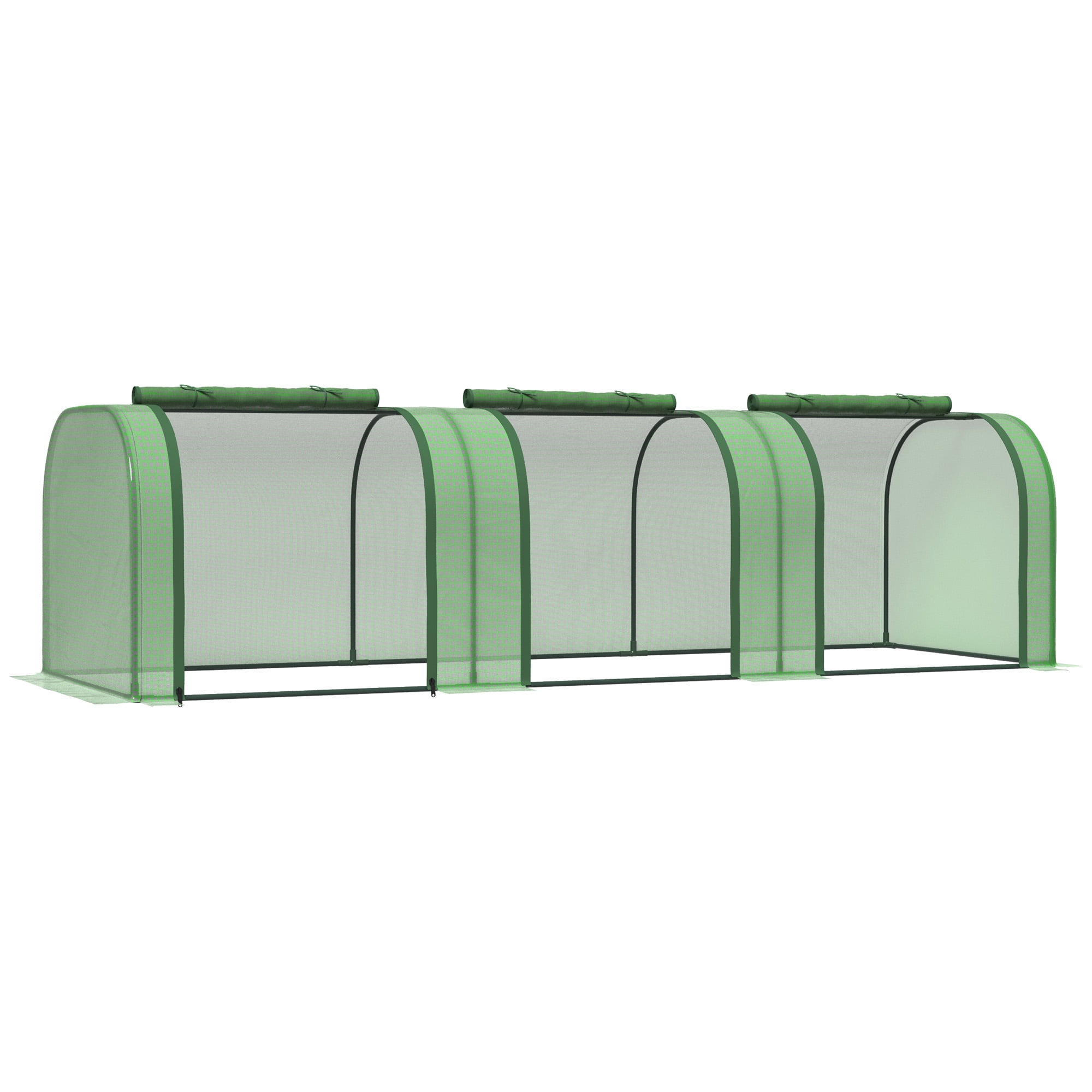 10' x 3' x 2.5' Mini Tunnel Greenhouse Portable Garden House with Roll-Up Zippered Doors UV Waterproof PE Cover Steel Frame for Outdoor Patio Backyard Green