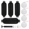 thumbnail image 1 of 10 x 30 Inch Boat Fenders 4 Pack, Heavy Duty PVC Inflatable Bumpers, Complete Docking Kit with Ropes and Inflation Pump(Black), 1 of 9