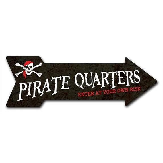 10 x 30 in. Indoor & Outdoor Decor Direction Sticker Vinyl Wall Decals - Pirate Quarters - 24 in.