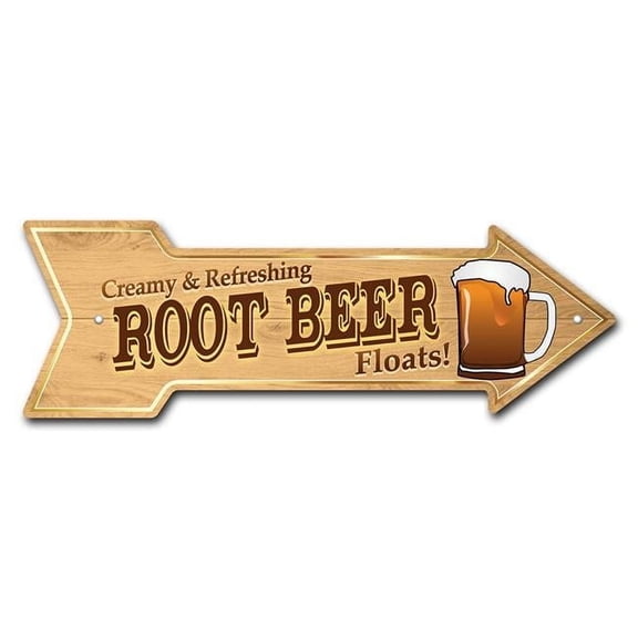 10 x 30 in. Wide Root Beer Arrow Sign