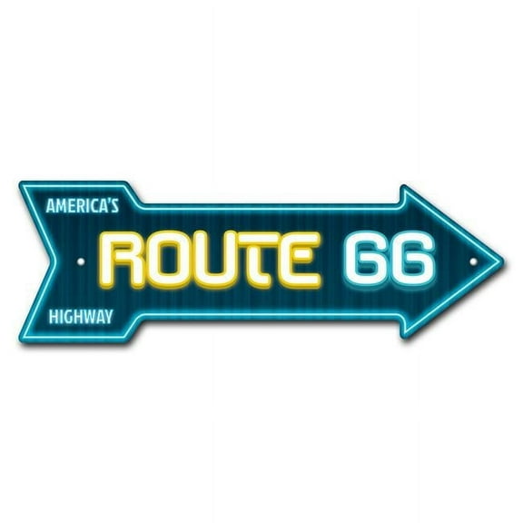 10 x 30 in. Wide Route 66 Neon Arrow Sign