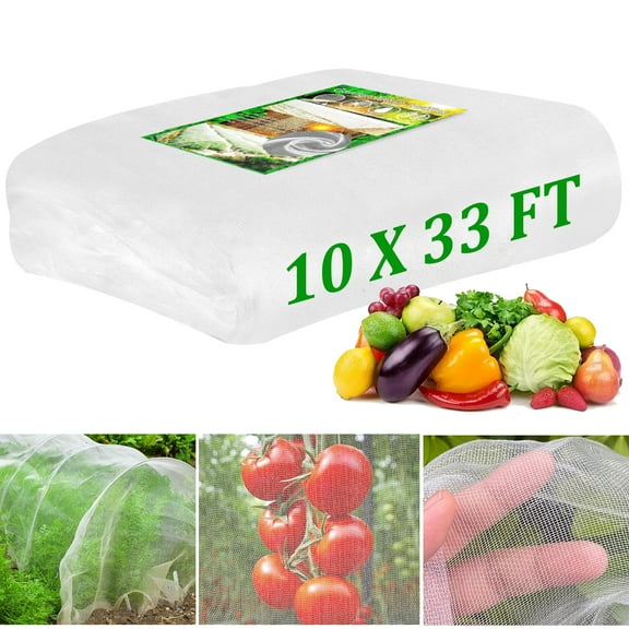 10 x 33 ft Garden Netting Plant Cover Netting Protective Circles for Vegetables Fruits Flowers Trees Crops to Grow Better, Durable Row Netting Covers for Use with Pipes