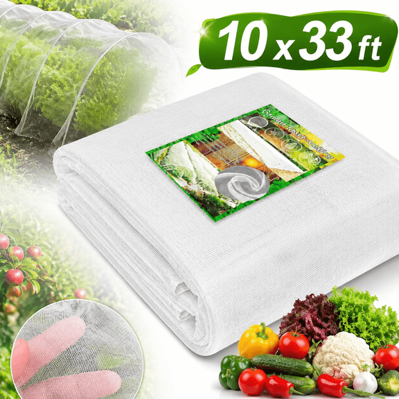 10 x 33 ft Garden Netting Plant Cover Netting Protective Circles for Vegetables Fruits Flowers Trees Crops to Grow Better, Durable Row Netting Covers for Use with Pipes