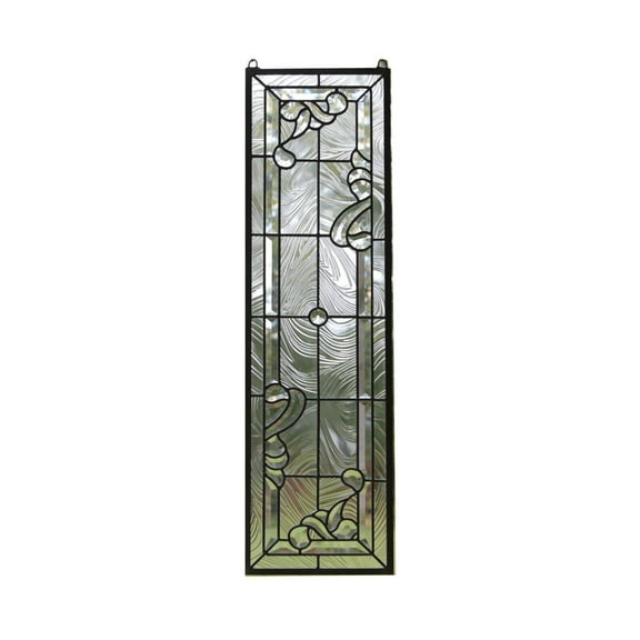 10" x 36" Stunning Handcrafted All Clear stained glass Beveled window panel