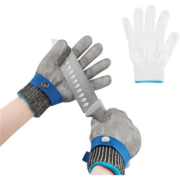 10 x 4.1 Inch Stainless Steel Kitchen Glove for Cutting, Level-9 Cut Protection, Durable and Dishwasher Safe Polyethylene Fabric Mitt