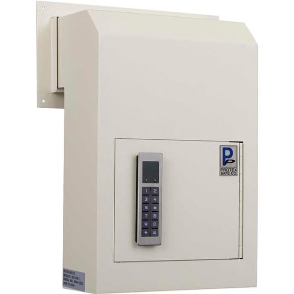 10 x 4.25 x 15 in. Beige Through the Door Drop Box with Electronic Lock