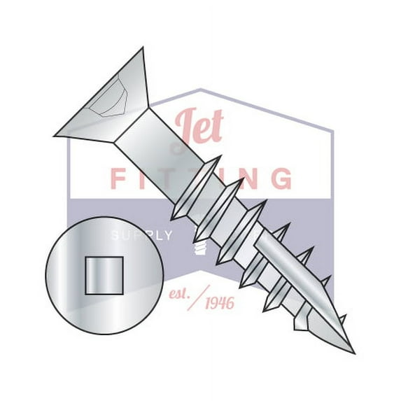 #10 x 4" Deep Thread Wood Screws | Square | Flat Head | Type 17 Pt | Steel | Zinc | With Nibs (Quantity: 500)