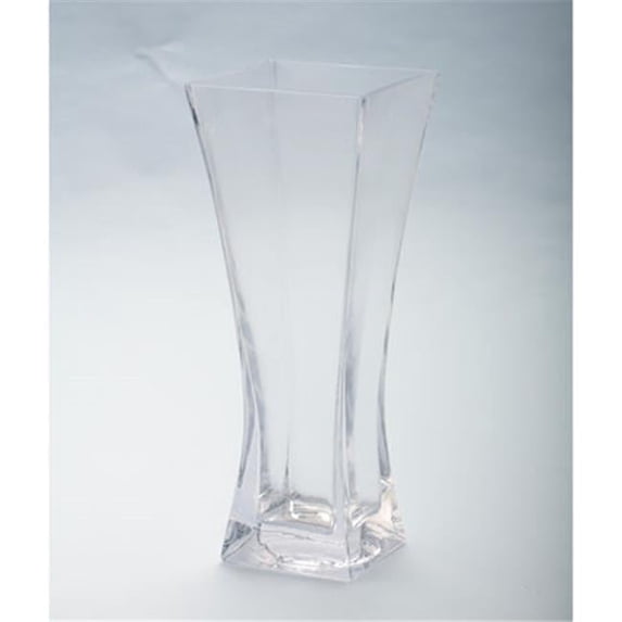 10 x 4 x 4 in. Flared Square Glass Vase, Clear