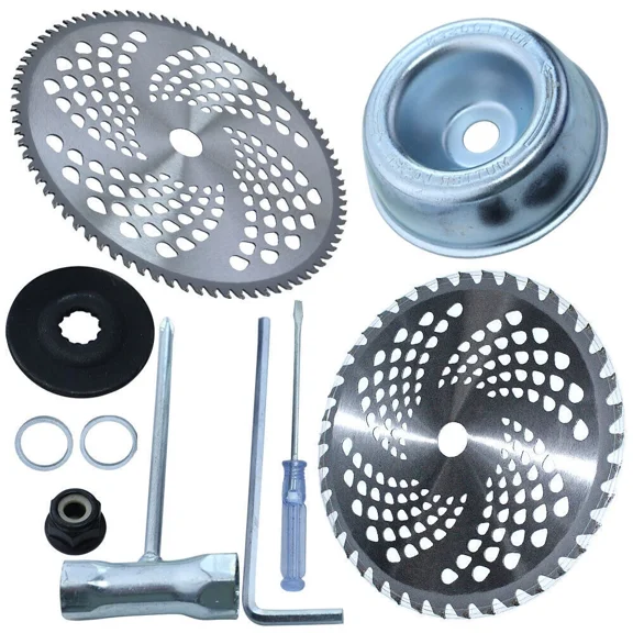 10' x 40&80T Carbide Tip Brush Cutter Trimmer Blades with Universal Adapter Kit