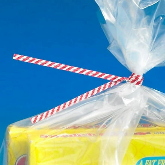 10″ × 5/32″ Red Candy Stripe Paper Twist Ties, 2000/Cs