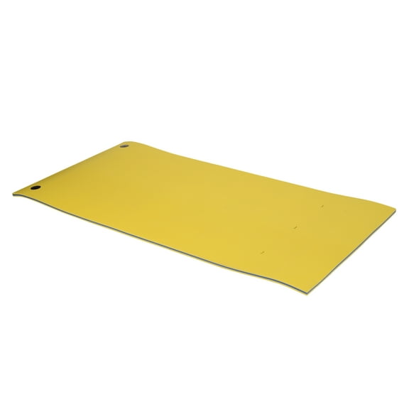 10' x 5' Floating Mat, 3-Layer Swimming Pool Floating Water Mat Portable Foam Raft, Thick and Durable Water Activities Mat for Lake, Oceans, Yellow Yellow + Plastic