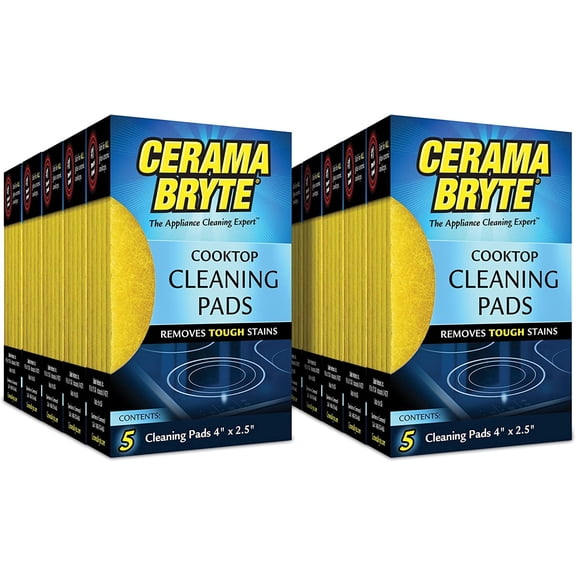 10 x 5 Pack Cleaning Pads Cooktop and Stove Top Cleaner for Glass - Ceramic Surfaces, 50 Count