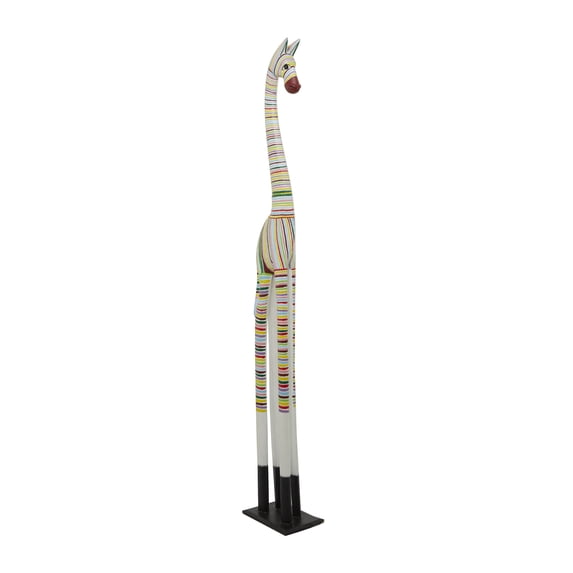 10" x 59" Multi Colored Wood Handmade Zebra Sculpture, by DecMode