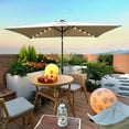 thumbnail image 1 of 10 x 6.5 ft Rectangular Patio Solar 26 LED Light Outdoor Umbrellas with 40+ UPF and Crank for Garden Backyard Pool Swimming Pool_Brown, 1 of 10