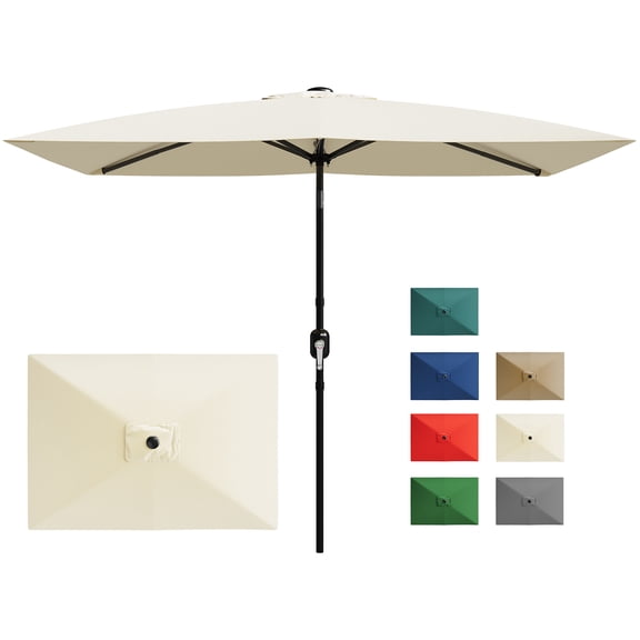 10' x 6.5' Rectangular Patio Umbrella – Push Button Tilt & Crank, 6 Sturdy Ribs for Deck, Pool, Garden