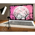 thumbnail image 1 of 10 x 6.5 ft Happy Halloween Pink Backdrop Bat Scary Pumpkin Lantern Full Moon Photo Backdrops for Parties Banner Decorations Outdoor Kids Portrait Hallowmas Holiday Photography Background, 1 of 3