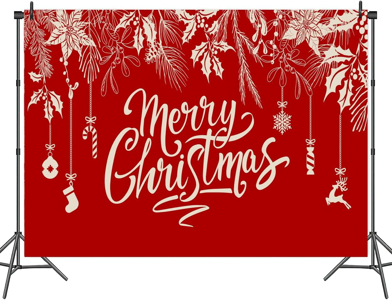 Merry Christmas Door Banner - 72.8x35.4 Inch Red Xmas Party Background Decor For Indoor Outdoor