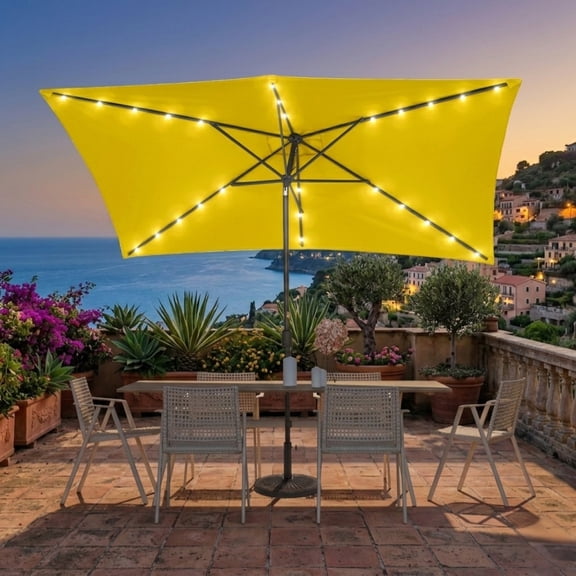 10 x 6.5FT LED Patio Market Table Umbrella, UV-Resistant Canopy and Tilt Button