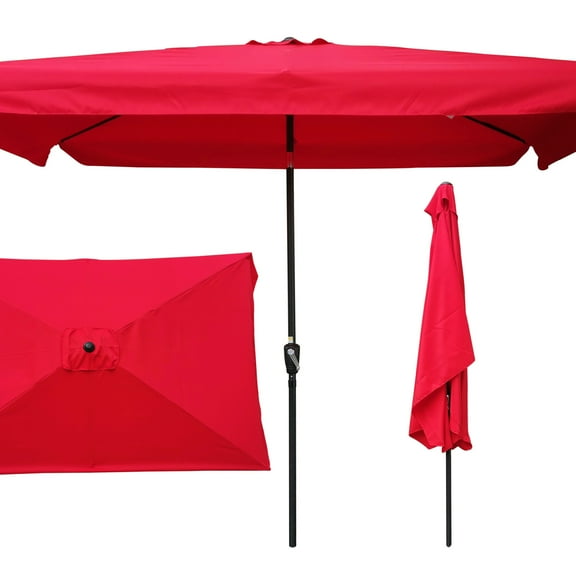 10 x 6.5ft Rectangular Patio Umbrella Outdoor Market Umbrellas with Crank and Push Button Tilt for Garden Swimming Pool Market