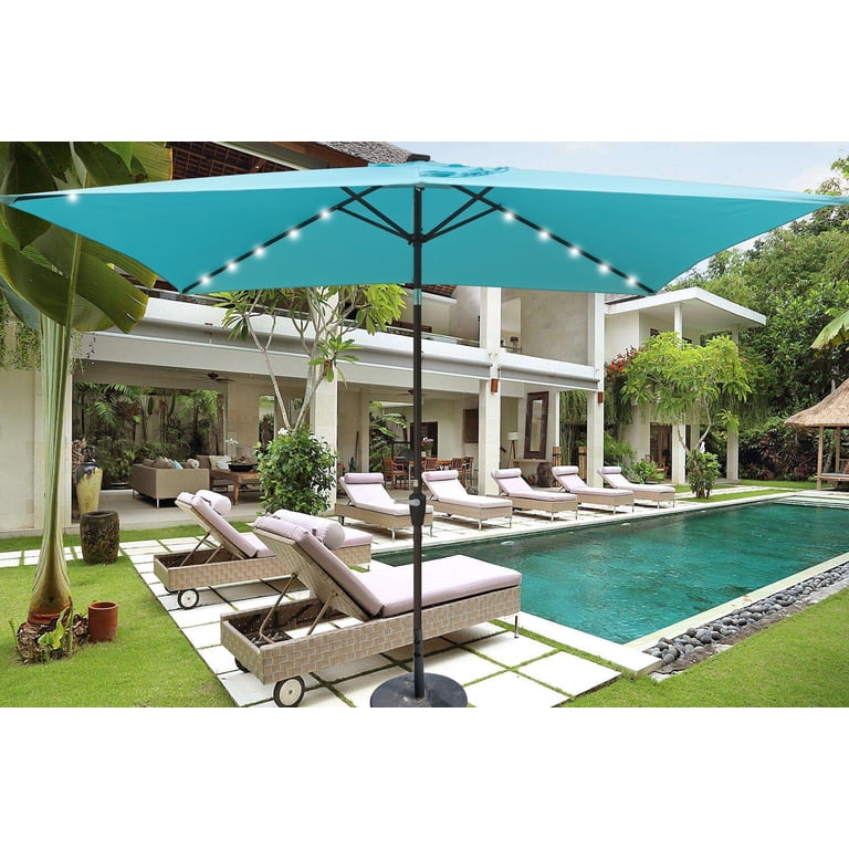 lighted rectangular patio umbrella MEVBC 10 X 13 FT Cantilever Outdoor with LED Lights and adds a refined PHI VILLA 15ft Large Patio