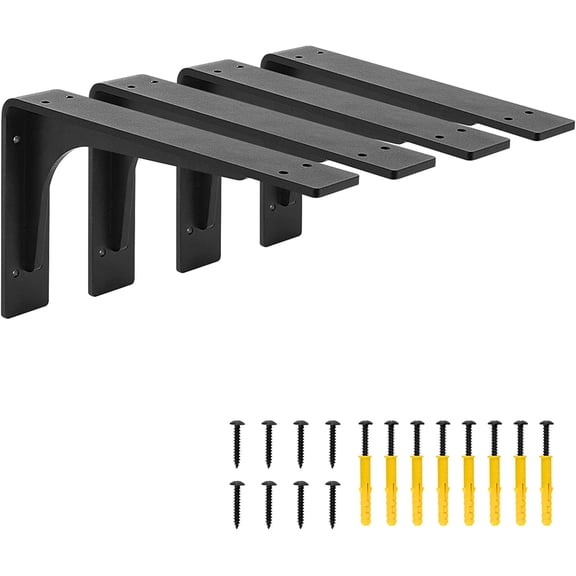 10"x 6"Shelf Brackets,L Shelf Brackets,max Load 300lbs, Vertical Angle, Premium Alloy Metal Heavy Duty Shelf Bracket, high Strength Mounting Hardware Included, Corner Brace Joint,Pack of 4.