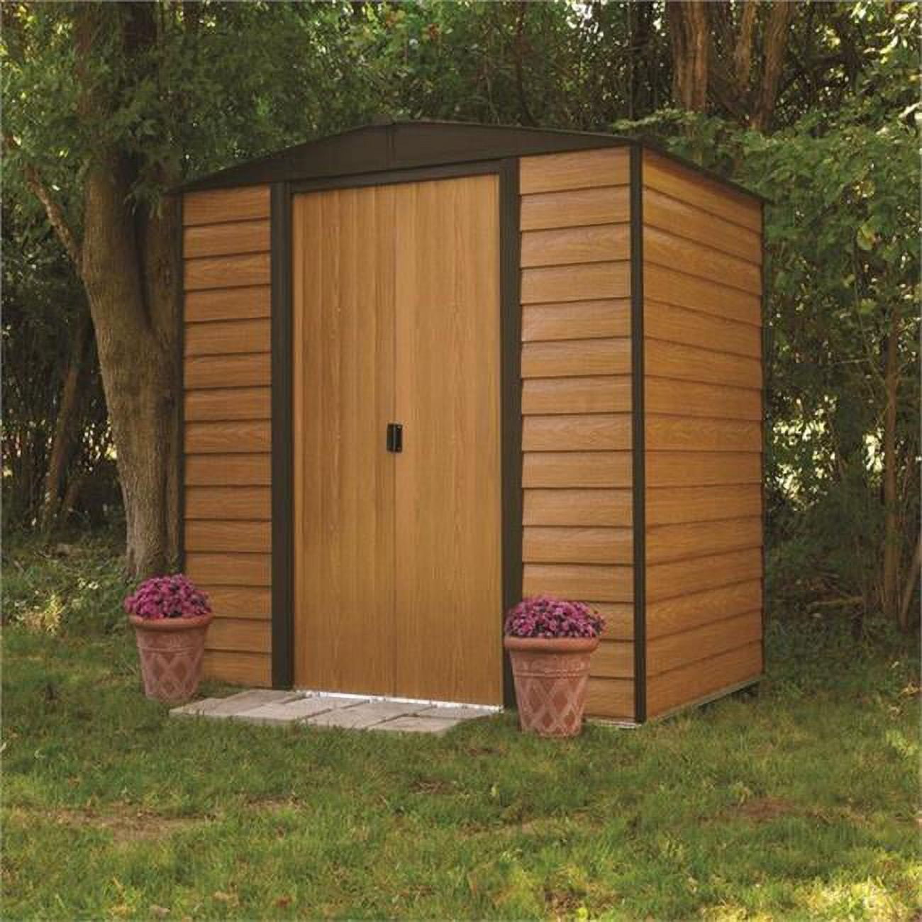 10 x 6 ft. Woodgrain and Coffee Steel Storage Shed