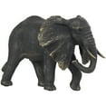 thumbnail image 1 of 10" x 7" Bronze Polystone Elephant Sculpture with Gold Detailing, by DecMode, 1 of 10