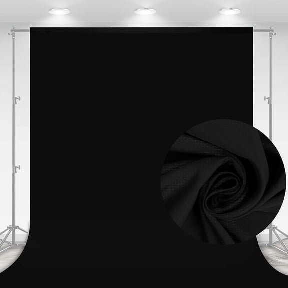 10 x 7 FT Black Backdrop Background for Photography, High Density Polyester Fabric Pure Black Photo Backdrop Curtain Screen Collapsible Seamless for Photoshoot Portraits Party Video Studio