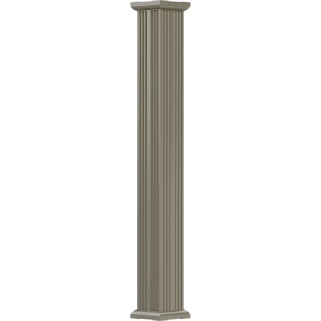 10" x 8' Endura-Aluminum Column, Square Shaft (For Post Wrap Installation), Non-Tapered, Fluted, Wicker Finish w/ Capital & Base