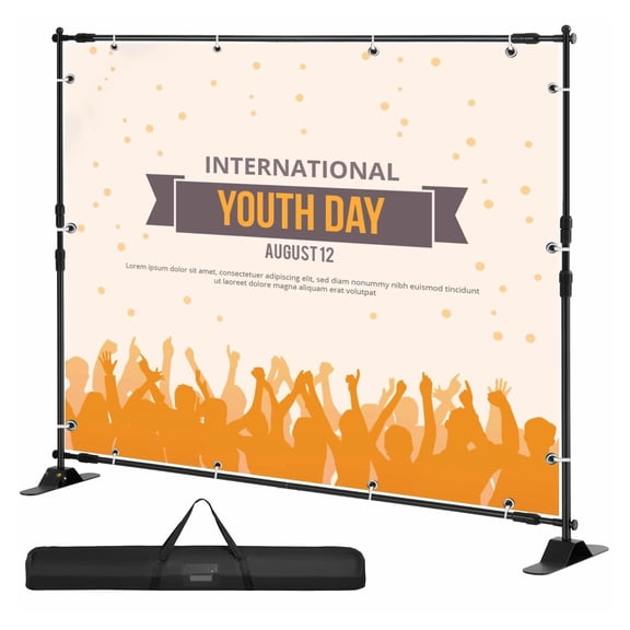 10 x 8 FT Backdrop Banner Stand, Adjustable Backdrop Stand for Trade Shows, Step and Repeat Banner Stand, Portable Background Display