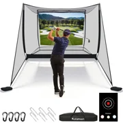 10 x 8 Golf Simulator Net Cage, Indoor Outdoor Golf Practice Enclosure with Impact Screen, Side Barriers & Target Cloth, Heavy-Duty Golf Hitting Net for Garage, Backyard & Driving Range