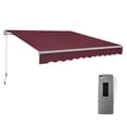 thumbnail image 1 of 10' x 8' Motorized Retractable Awning Sunshade Canopy with Remote Control for Patio Deck Yard (Burgundy), 1 of 8