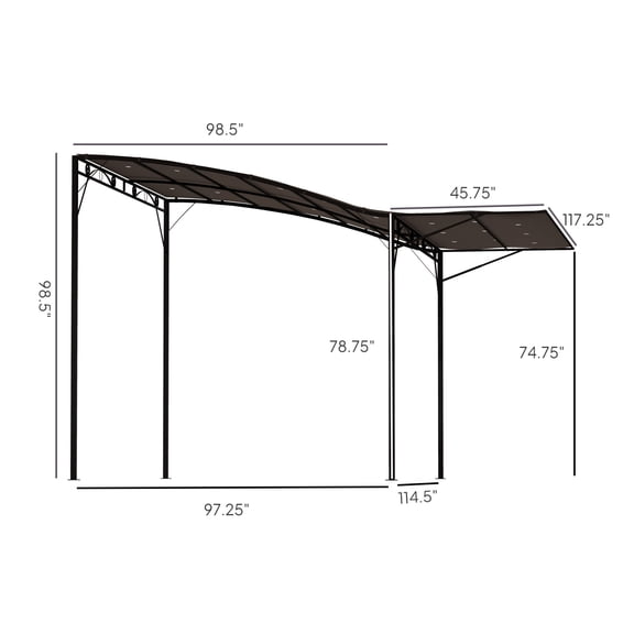 10' x 8' Outdoor Pergola and Patio Gazebo for Garden, , Deck, Doors and Windows, Brown