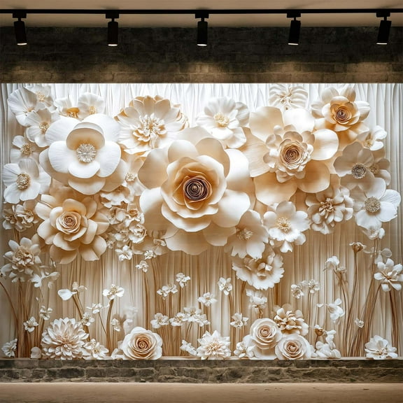 10 x 8 ft 3D Paper Flowers Floral Wall Backdrop, Handmake Flower Background for Baby Shower Birthday Girl Bridal Shower Valentines Mother's Day Wedding Party Decoration Photo Studio Props,2
