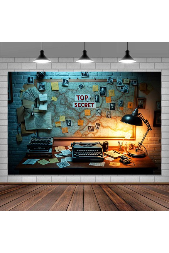 10 x 8 ft Detective Backdrop Top Secret Agent Spy Police Office Investigation Photography Background Fingerprint Clues Evidence Murder Mystery Party Background Spy Decoration Photo Props