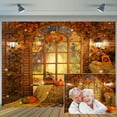 thumbnail image 1 of 10 x 8 ft Fall Thanksgiving Backdrop Autumn Pumpkin Harvest Window Photography Backdrops Maple Leaves Haystack Floral Party Decorations Background, 1 of 5