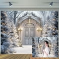 thumbnail image 1 of 10 x 8 ft Winter Christmas Night Backdrop Fairy Winter Wonderland Arch Door Snowing Forest Pine Trees Flashing Lights Xmas Photography Background Pine Trees Xmas Party Decor Banner Photo Studio Props, 1 of 5