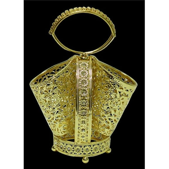 10 x 8 in. 2 Section Gold Cutlery Holder with Diamonds