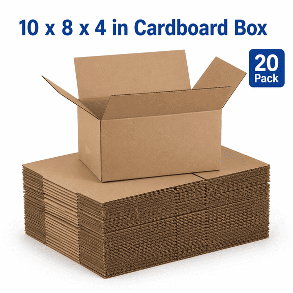 10 x 8 x 4 Inch Cardboard Shipping Boxes, 20 Pack 3-Layer Corrugated Mailing Boxes for Packing, Moving, Mailing, Gift Packaging and Small Business Shipping