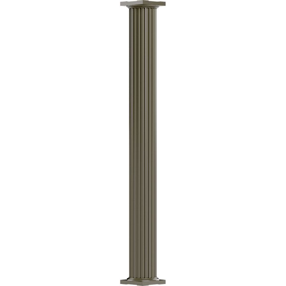 10" x 9' Endura-Aluminum Column, Round Shaft (For Post Wrap Installation), Non-Tapered, Fluted, Clay Finish w/ Capital & Base