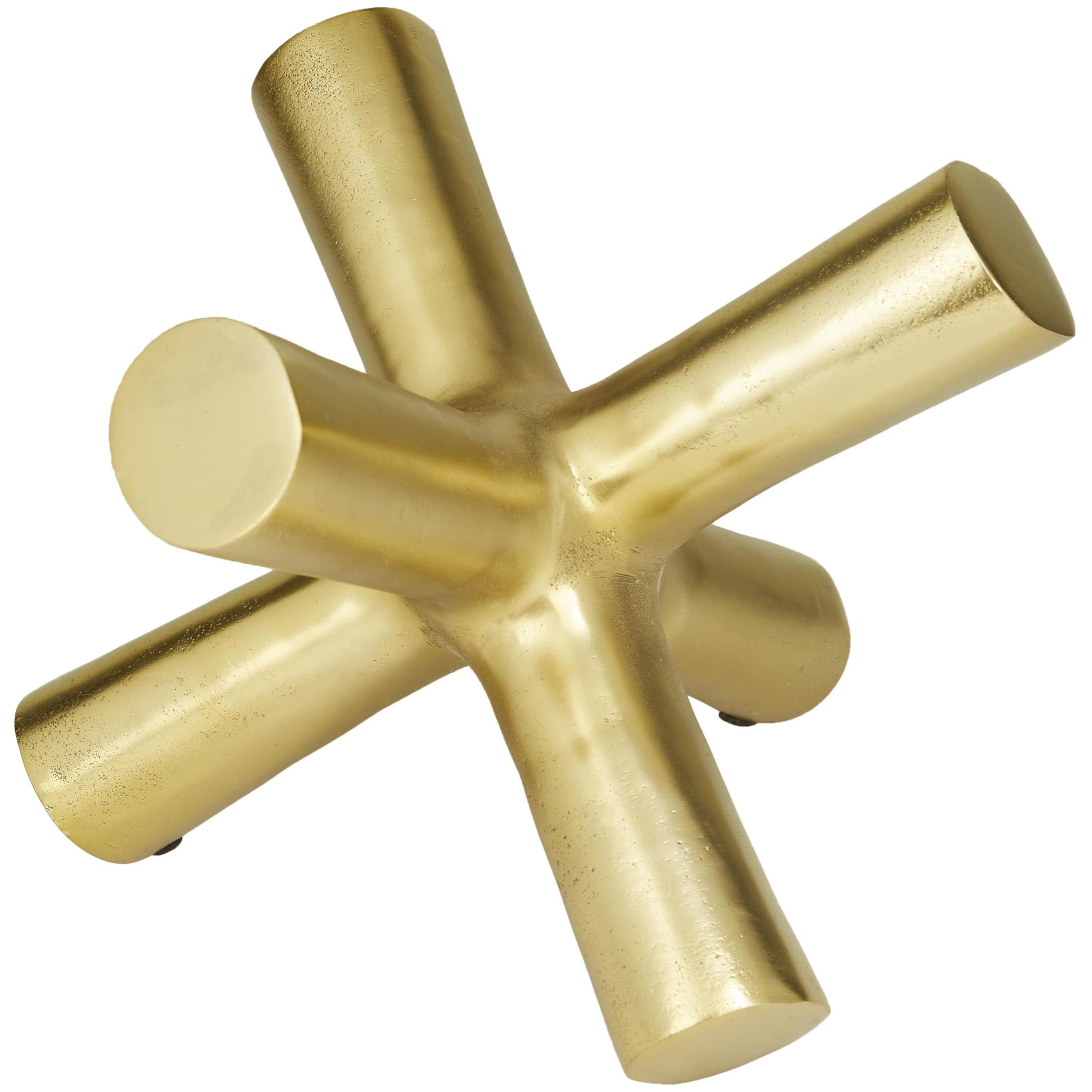 10" x 9" Gold Aluminum Metal Jack Abstract Sculpture, by DecMode