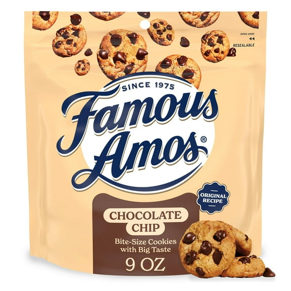 10 x - Famous Amos Chocolate Chip Cookies, Original Recipe Bite-size cookies with semi-sweet chocolate chips, 9 oz
