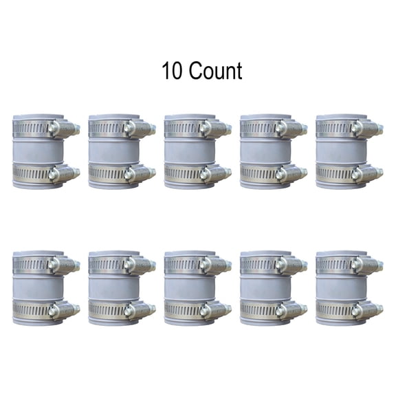 10 x Flex Trap Rubber P-Trap Connection Coupling 1-1/2" or 1-1/4" Steel Clamps