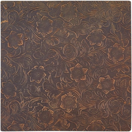 10 x 10 Inch Bump Texture Genuine Crazy Horse Leather Sheets 1.6mm Thick Floral Embossed Cowhide Pre Cut Leather Pieces Square Plain Pattern Printed Leather Fabric for Crafts Coconut Brown