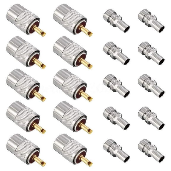 10 x PL259 Solder Connector Plug with Reducer-silver
