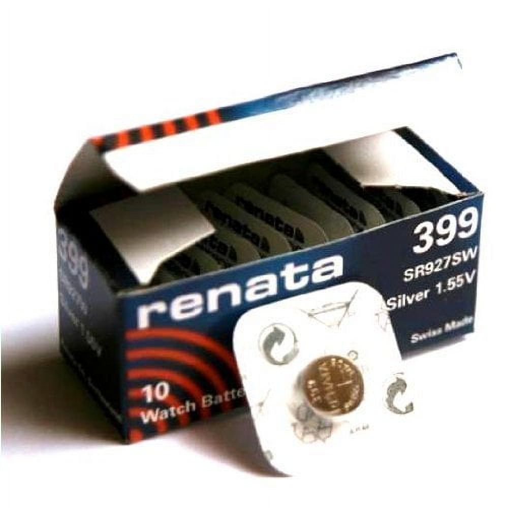 Renata 399 Swiss Made Lithium Coin Cell Batteries - 10 Pack SR927W For Watches & Electronics
